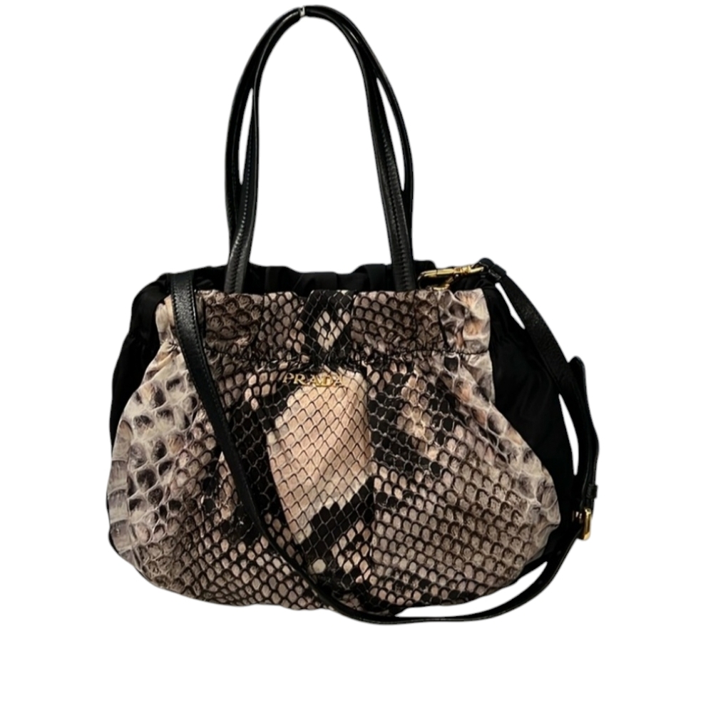 PRADA Python Print Nylon Crossbody Handbag - Picture 12 of 16